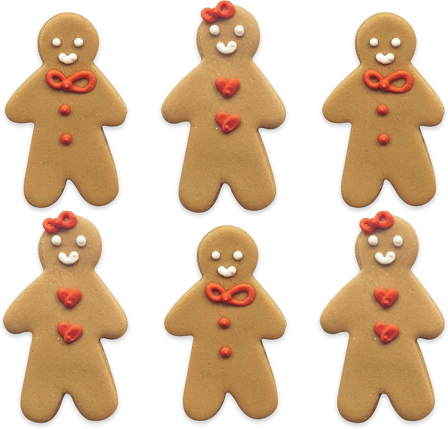 Anniversary House Gingerbread Friend Sugar Toppers - 6 Pcs, Multi-colour, Cake Topper, Christmas Party, Warm & Earthy Tones, Red, Green