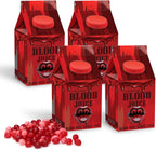 Blood Juice Halloween Jelly Beans - 4 Pack Red Bottle Cartons Filled with Red Jelly Bean Candy - Spooky Prank Novelty Gift for Party, Haunted Houses, Vampire & Horror Favors