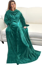 Catalonia Wearable Blanket with Sleeves and Pocket, Cozy Soft Fleece Mink Micro Plush Wrap Throws Blanket Robe for Women and Men, Gift for Her