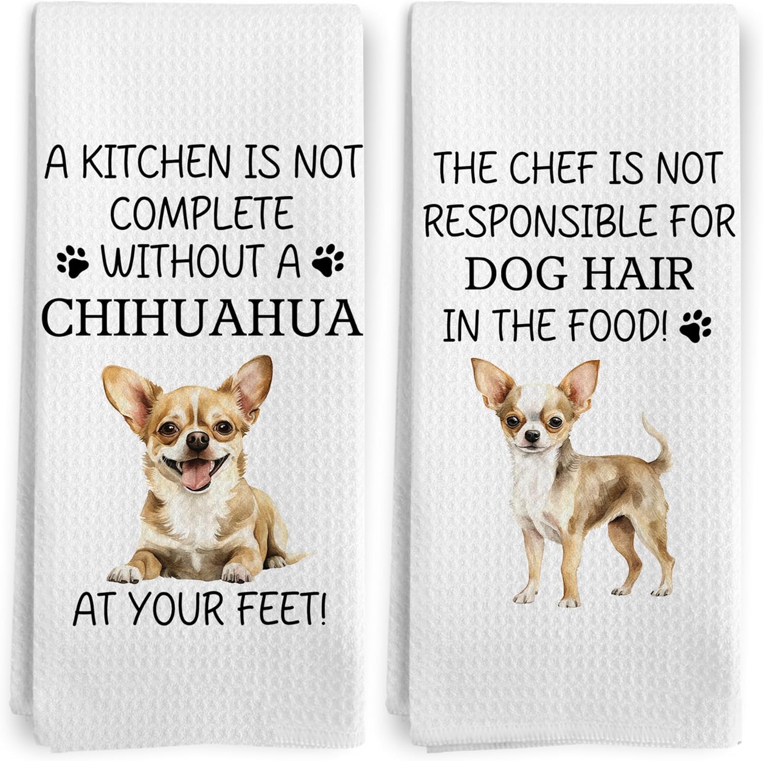 Chihuahua Gifts Kitchen Towels Set of 2, Chihuahua Gifts for Women Dish Tea Towels, Funny Dog Mom Dad Lovers Gifts for Women Men Owners Hand Towels, Funny Dog Kitchen Decor, 16x24 Inch