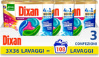 Dixan Discs Multicolor Predosed Washing Machine in Capsules for Coloured Garments 4 in 1-3 x 36 Washes (108 washes)