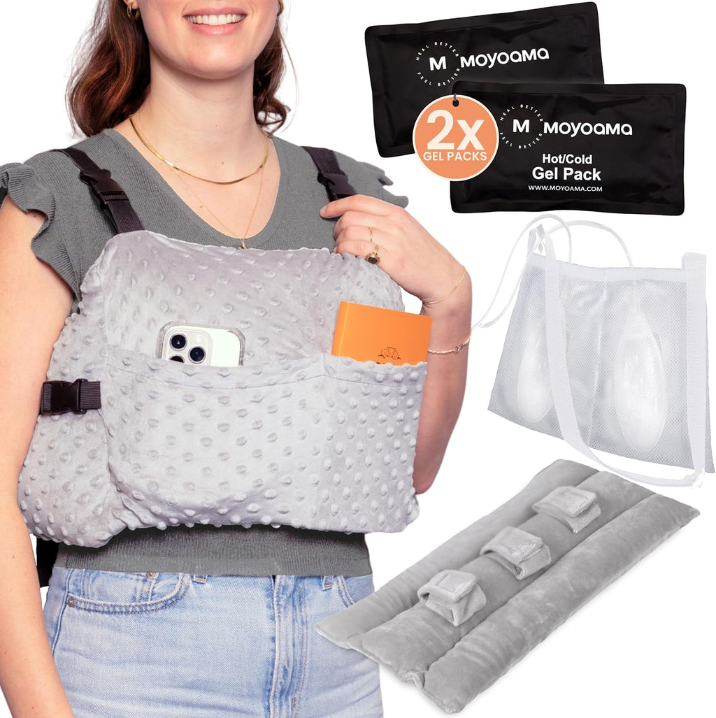 MOYOAMA Post Mastectomy Pillow – Hands-Free Protection with Secure Strap & Easy-Clean Washable Cover Breast Surgery Must Haves,Breast Reduction Recovery Supplies,Breast Augmentation