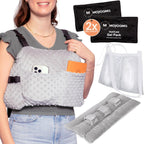 MOYOAMA Post Mastectomy Pillow – Hands-Free Protection with Secure Strap & Easy-Clean Washable Cover Breast Surgery Must Haves,Breast Reduction Recovery Supplies,Breast Augmentation, Moonlight Grey