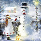 20-ct 13x13 Christmas Napkins for Decoupage - Snowman Winter Cocktail Napkins for Kids - Beautiful Paper Napkins With Cute Girl Embrace Design