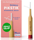 SmartLifeco Bamboo Interdental Brushes (10 Count) - Eco-Friendly Reusable Dental Picks, Flexible Soft Bristles, Superior Gum & Teeth Cleaning, Toothpicks for Braces, PikStik - Tight Gaps