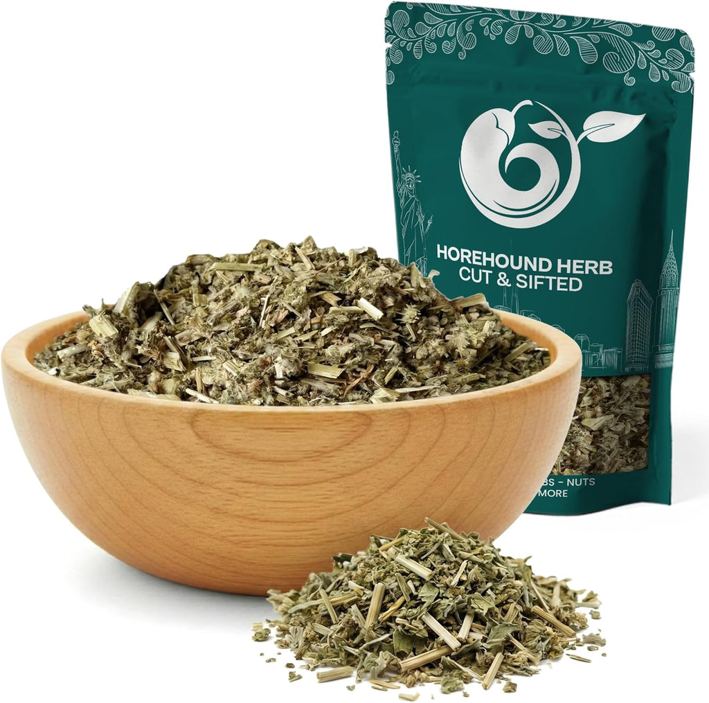 NY Spice Shop Horehound Herb Cut & Sifted - Marrubium L - Ballota Nigra L Herbal Tea- Marrubium Vulgare White Horehound Great for Winter Time Tea, Syrups, and Lozenges & Infused Oils (1 Pound)