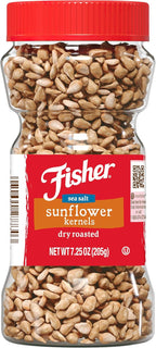 Fisher Dry Roasted Sunflower Seeds Kernels with Sea Salt, 7.25 oz, Sunflower Seeds to Eat, Gluten-Free, No Sugar Added, Crunchy Snacks for Adults, Perfect for Salads, Yogurt, & On-the-Go Snacking