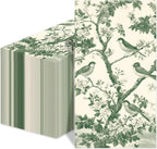 100pcs Green Bird Guest Napkins Spring Floral Bird Toilet Paper Napkins Special Bird and Tree Decorative Disposable Hand Towels for Bathroom Bridal Baby Shower Garden Tea Party Birthday Party Supplies