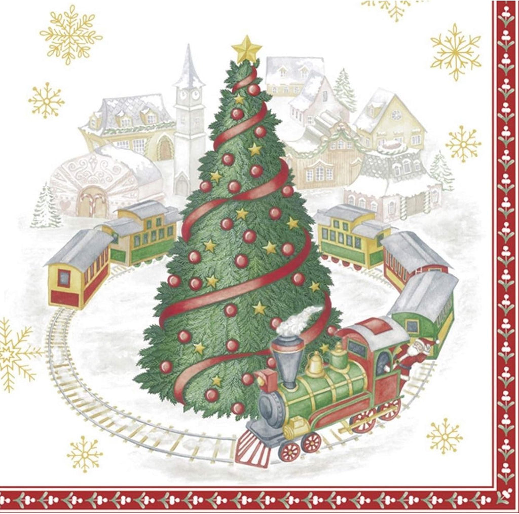 Villeroy & Boch 20 Luxury Xmas Paper Lunch Napkins- Christmas Train in Town