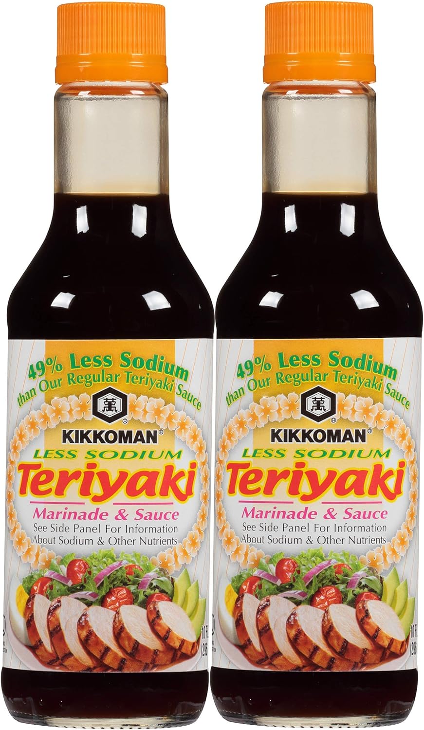 Kikkoman Less Sodium Teriyaki Sauce, 10 Ounce (Pack of 2, Total of 20 Fl Oz) (2-Pack)