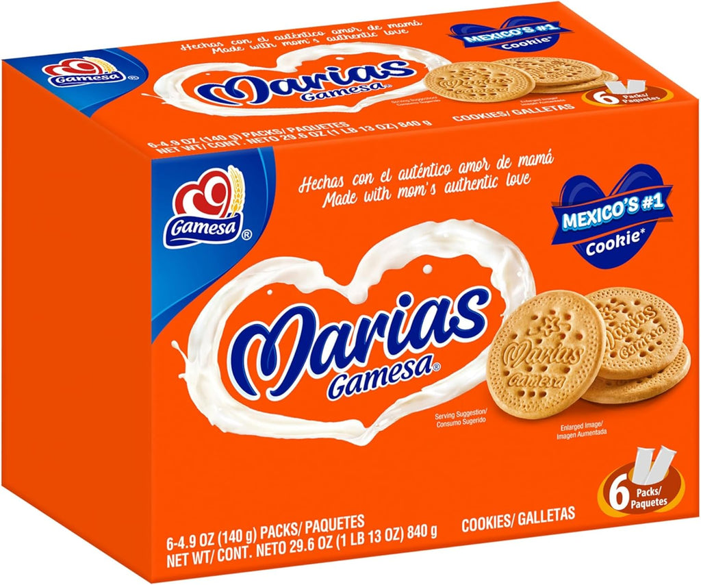 Gamesa Marias Cookies 4.9oz Sleeves, 29.6oz Total (Pack of 6) (Packaging May Vary)