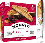 Nonni's Cioccolati Biscotti Italian Cookies, Dark Chocolate Almond Individually Wrapped Gourmet Coffee & Tea Dipping Snack, Crunchy Twice-Baked, 6.88 oz 8 Count