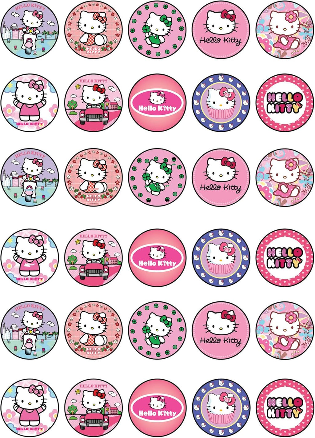 30 x Edible Cupcake Toppers – Cute Pink Cat Inspired Party Collection of Edible Cake Decorations | Uncut Edible on Icing Sheet