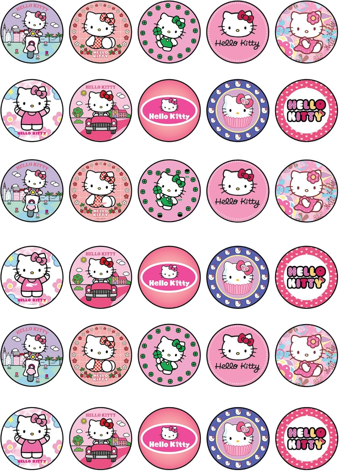 30 x Edible Cupcake Toppers – Cute Pink Cat Inspired Party Collection of Edible Cake Decorations | Uncut Edible on Icing Sheet