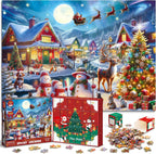 Jigsaw Puzzle Advent Calendar 2025 for Kids and Adults- 1008 Pieces Puzzle 24 Days Christmas Countdown Calendar Family Game Christmas Gifts for Kids Adults - Santa's Secret Village(27.56 x 19.68 Inch)