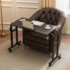 Overbed Table with Wheels, Adjustable Height and Length Over Bed Desk, Hospital Heavy Duty Metal Leg Laptop Stand for Adults
