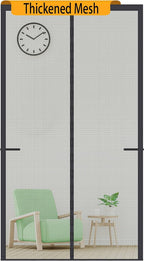 Upgraded Magnetic Screen Door Thicker 250g/m² Reinforced Mesh,36 Longer Magnets,Door Screen Magnetic Closure for Single Front Door,Retractable Sliding Screen Door,Fit Doors to 34 x 82 Inch,Black