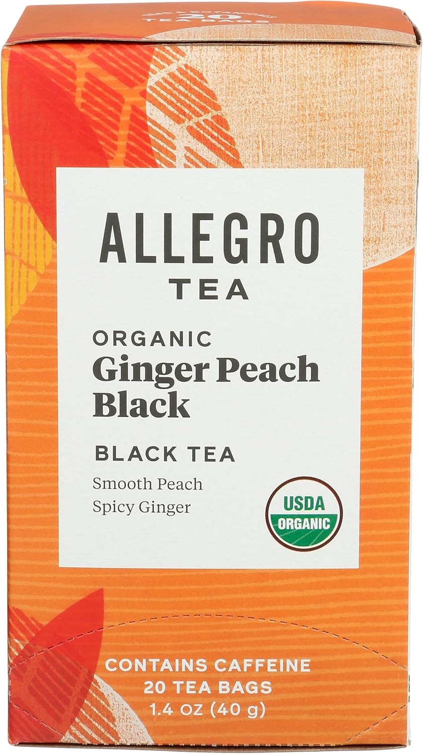 Allegro Tea, Organic Ginger Peach Black Tea Bags, 20 ct