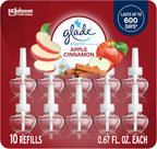 Glade PlugIns Refills Air Freshener, Scented and Essential Oils for Home and Bathroom, Apple Cinnamon, 6.7 Fl Oz, 10 Count
