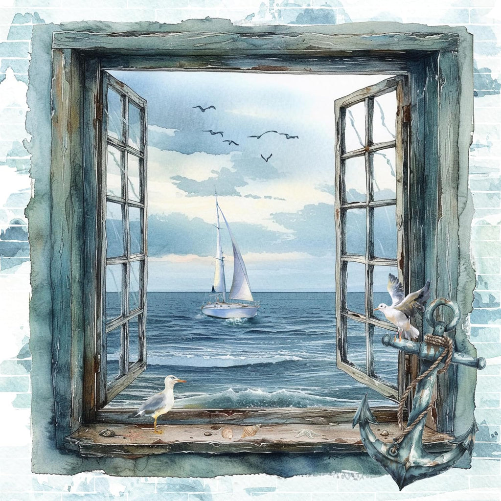 Anniversary House Tiflair PJ370240 3-Ply Napkins, Nautical View, Pack of 20