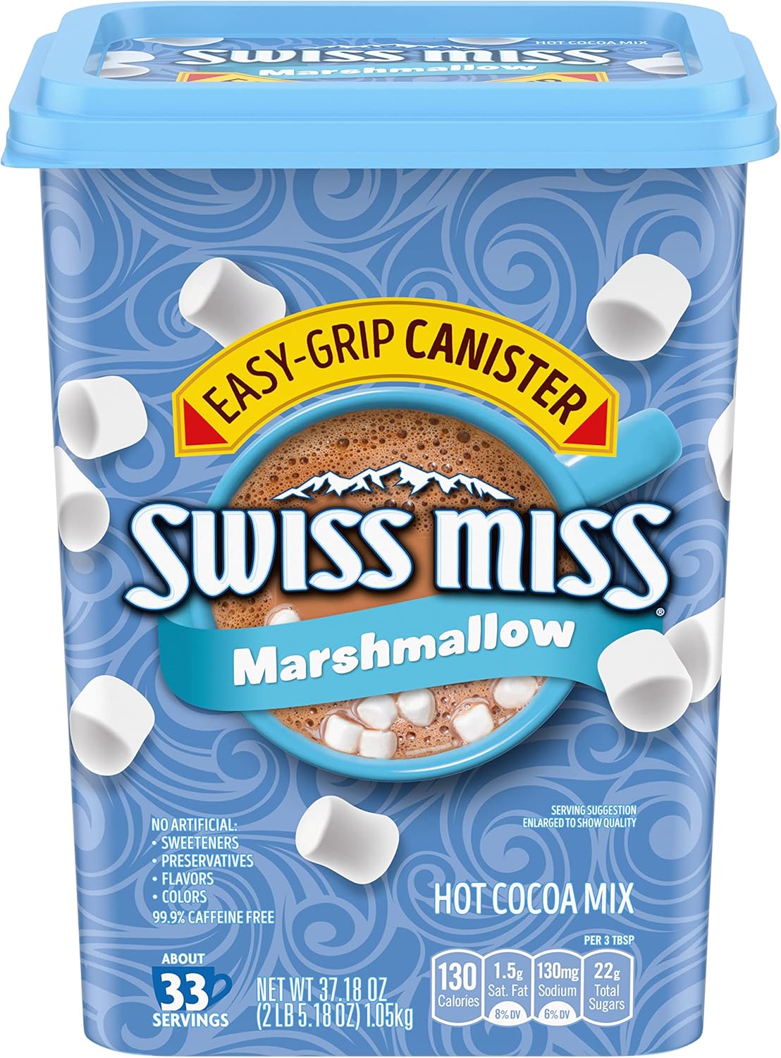 Swiss Miss Hot Cocoa Drink Mix, Milk Chocolate with Marshmallows, Hot Cocoa Bar Supplies, 37.18 oz. Canister