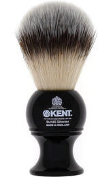 Kent BLK4S Shaving Brush with Ultra-Soft Silvertext Synthetic Bristles and Black Resin Handle to use with Shave Cream or Soap for a Perfect Lather. Luxury Shaving Since 1777, Made in England