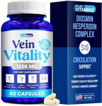We Like Vitamins Vein Vitality 1250mg Diosmin Hesperidin Complex for Varicose Veins Treatment, Horse Chestnut, Butchers Broom, Bioflavonoids - Supports Blood Circulation for Leg Veins- 60 Capsules