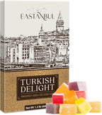 Eastanbul Turkish Delight Candy 21.2oz, 4 Flavors Pomegranate, Orange, Tart Cherry & Lemon Turkish Delights Assorted, Foreign Candy of Turkish Lokum, Turkish Delight Plain, International Candy Box