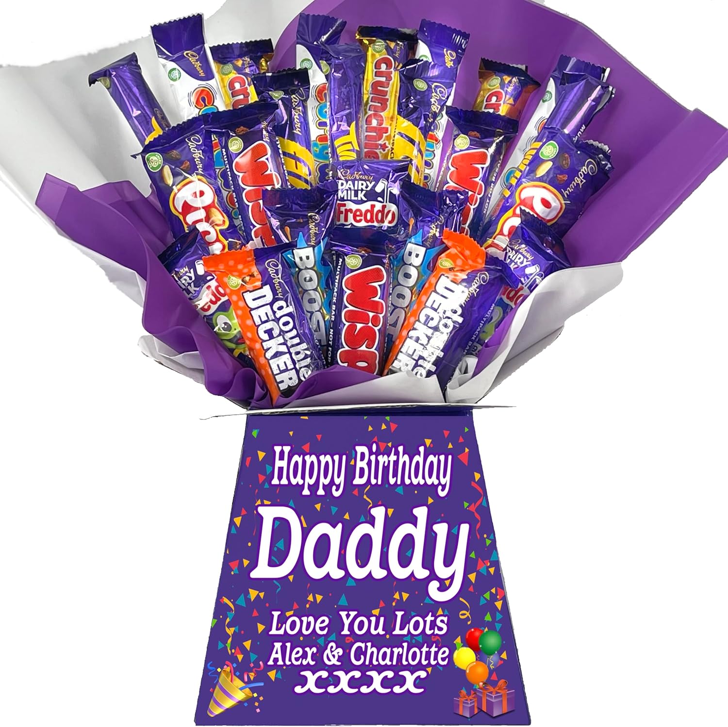 Personalized Chocolate Candy Hamper Gift Bouquet Made With FERRERO (red & gold)