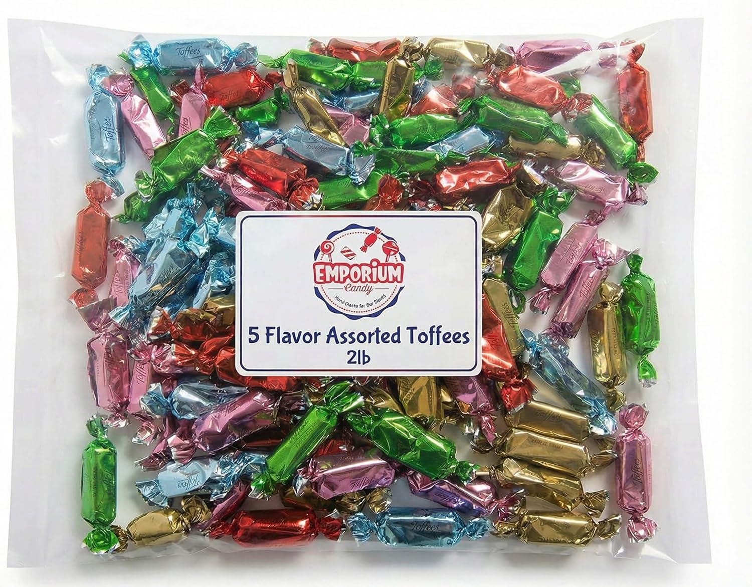 Assorted Toffee Candy - 2 lbs of Fresh Delicious Assorted Individually Wrapped 5 Flavors Smooth Creamy Toffee