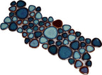 Hominter Artisan Pebble Mosaic Tile Sheet Irregular Blue Green Stone-Look Waterproof Ceramic Shower Floor & Wall Tiles, Kitchen Bath Backsplash and Pool Tiles (3x12 Sample)