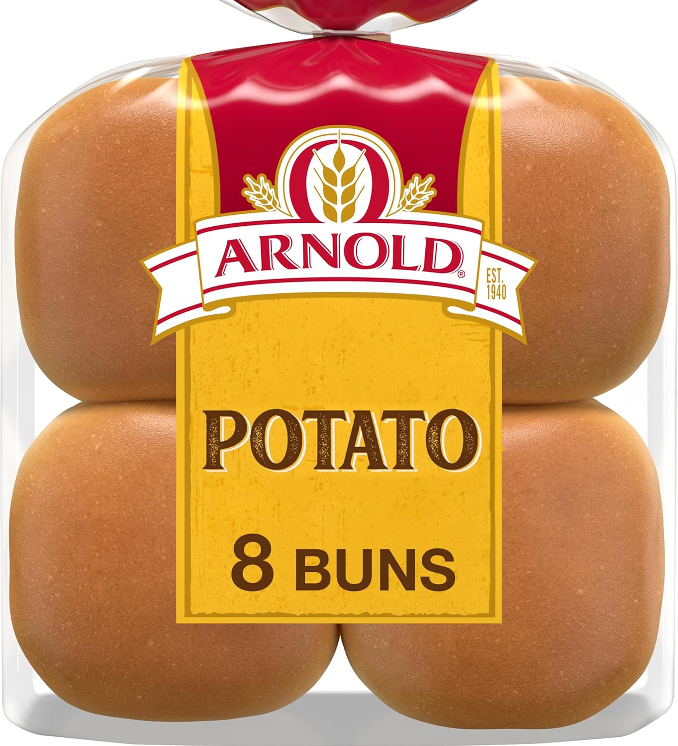 Arnold Potato Buns, 8 count, (2.0 oz each), Hamburger Buns, 16 oz Bag