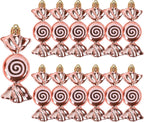 DAHI 12pcs Rose Gold Christmas Candy Ornament Set Hanging Candy Cane Ornaments Christmas Tree Ornaments for Xmas Party Decorations(Rose Gold)