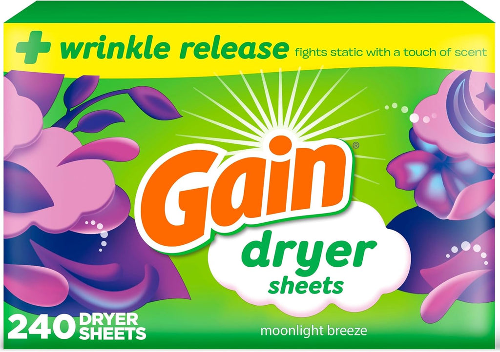 Gain Moonlight Breeze Anti Static Dryer Sheet, For Laundry Wrinkle Care, 240 Count