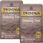 Twinings Pure Oolong Tea 2-Pack – Golden Caffeinated Tea, Individually Wrapped Tea Bags, 20 Count Each