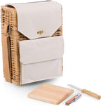 PICNIC TIME Corsica Wine and Cheese Picnic Basket, 2-Bottle Wine Tote Bag, Gift for Wine Lovers, (Beige Canvas)