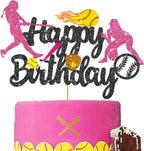 Softball Cake Topper Black Softball Birthday Party Decorations Softball Party Cake Decorations for Girls Sport Decor