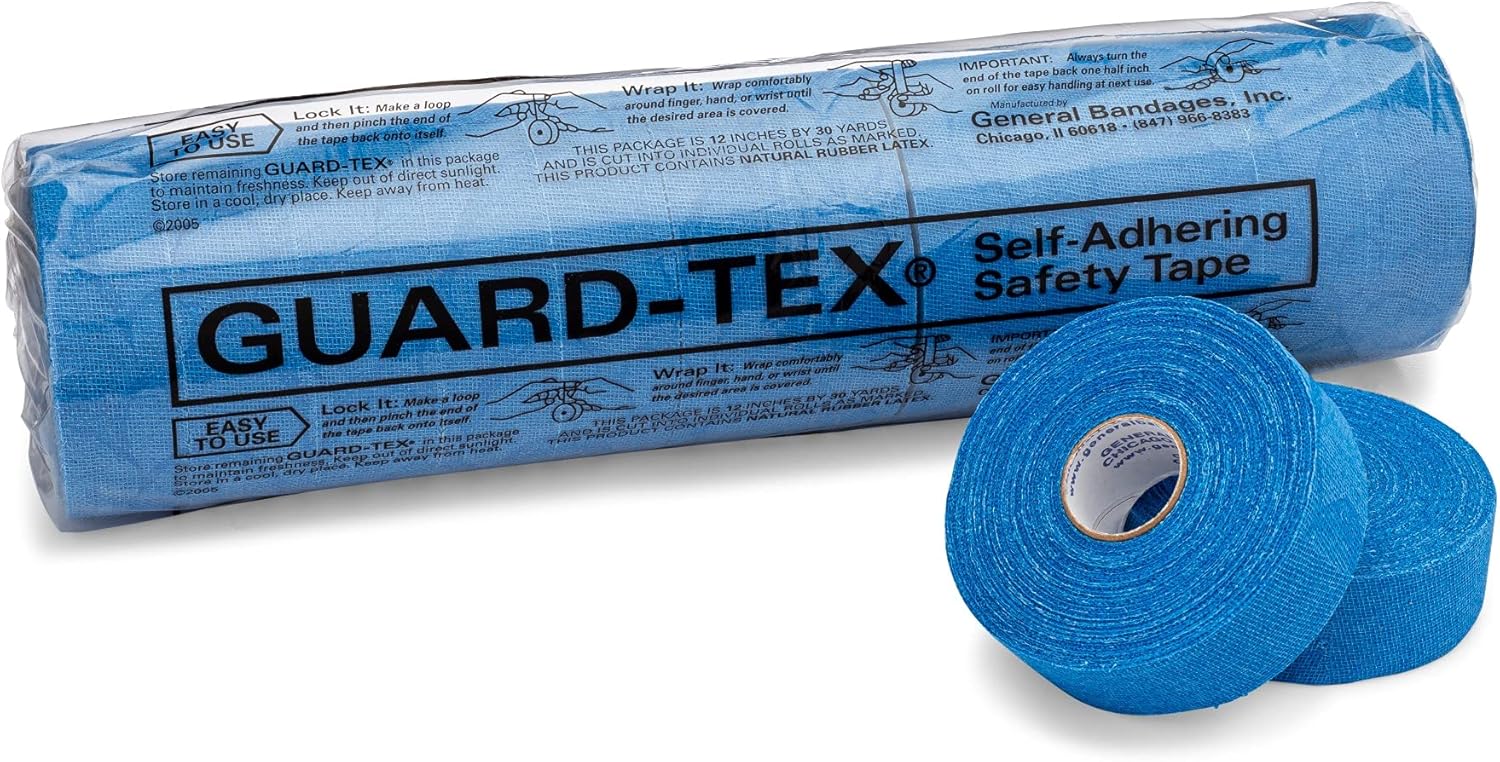 Guard-Tex® Blue Finger Tape 3/4 inch - Self-Adhesive No Residue - 16 Rolls - 90ft Per Roll - 1440ft Total