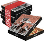 BULK Disposable Pizza Boxes 50 Pack | 12 Inch | Brown Kraft or White | E-Flute | Designed - Fresh Hot Pizza
