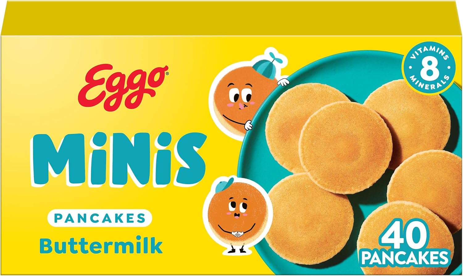 Eggo Minis Frozen Pancake Bites, Frozen Breakfast, Breakfast Food, Buttermilk, 14.1oz Box (40 Pancakes)