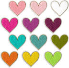 12pcs Heart Shaped Iron on Patches,2.95 x 2.76inch Colorful Embroidered Iron on Patch,Chenille Patches for Clothing,Heart Shape Sew on Patch for Clothes Jackets Jeans Hats Bags