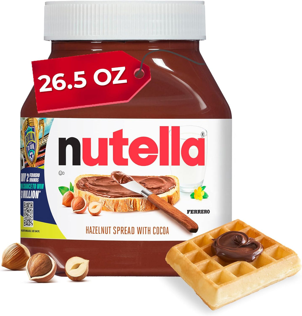 Nutella Hazelnut Spread with Cocoa, Creamy Hazelnut Spread, Breakfast Favorite, 26.5 oz Jar