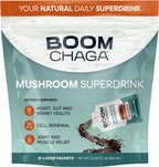 Mushroom Superdrink | Chaga Mushroom Extract Liquid Concentrate with Antioxidants for Immunity Boost, Beta-Glucans for Heart Health, Oxalate-Free, 31 Single-Serving Packets