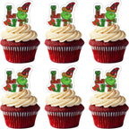 50 PCS Edible Christmas Cupcake Toppers Wafer Paper Love Green Monster Man Cake Toppers Edible Christmas Party Decorations for Xmas Love Theme Baby Shower Birthday Party Decorations Supplies