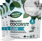 Heaven & Earth Organic Coconut Flour, 16oz (4 Pack = 4 Pounds) | Gluten Free & Grain Free Flour | Keto Flour for Baking | Paleo Friendly | Low Carb Flour | Vegan | Kosher