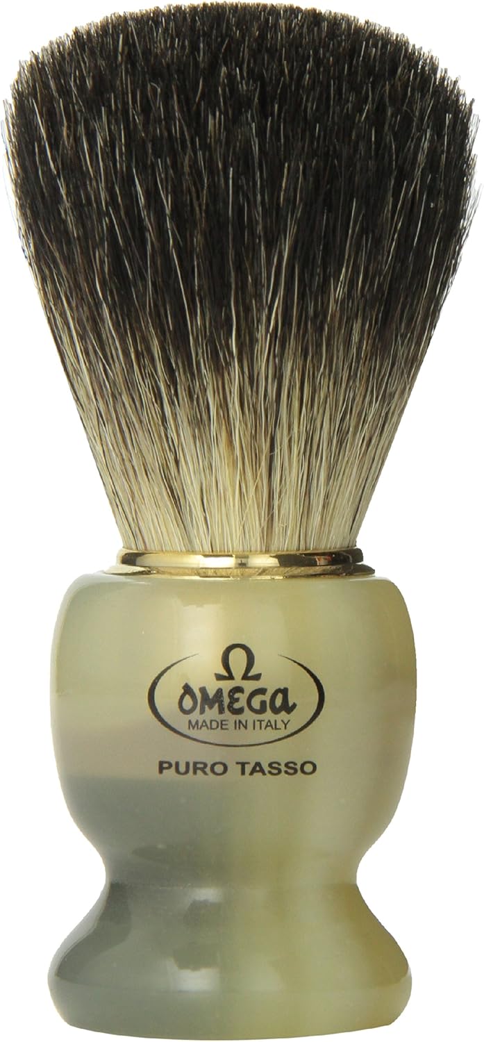 Omega 63171 Stripey 100% Pure Badger Shaving Brush with Stand