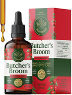 HERBAMAMA Butcher's Broom Root Drops - Vegan Leg Support with Ruscus Aculeatus Extract Tincture - Non-GMO, Alcohol & Sugar-Free Butcher's Broom Supplement, 84-Day Supply