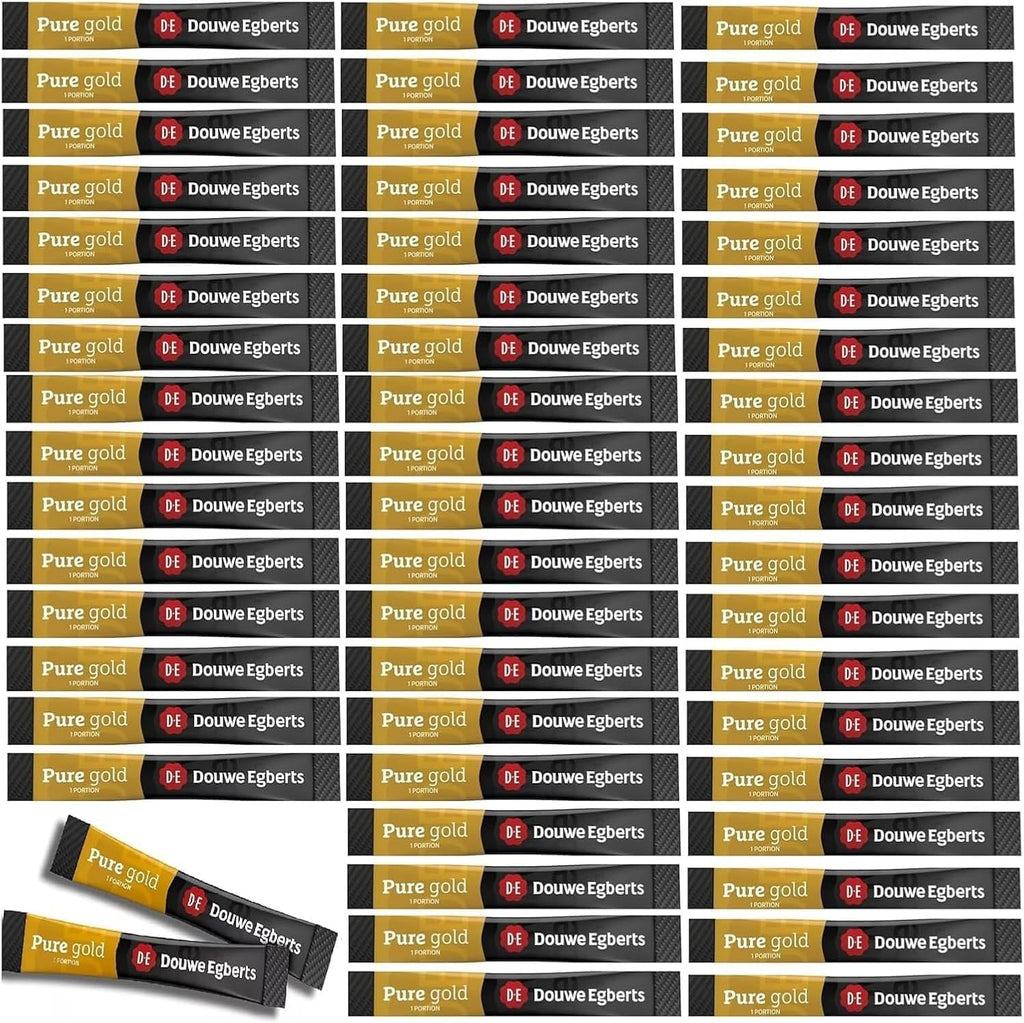 Douwe Egberts Pure Gold Instant Coffee Sticks – 50 x 1.5g Sachets – Smooth & Rich Instant Coffee – Ideal for Office, Hotels, Travel and On-the-Go