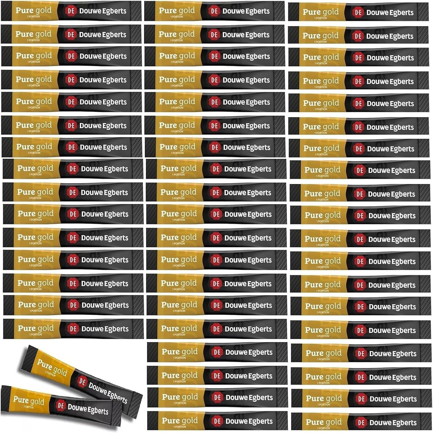 Douwe Egberts Pure Gold Instant Coffee Sticks – 50 x 1.5g Sachets – Smooth & Rich Instant Coffee – Ideal for Office, Hotels, Travel and On-the-Go