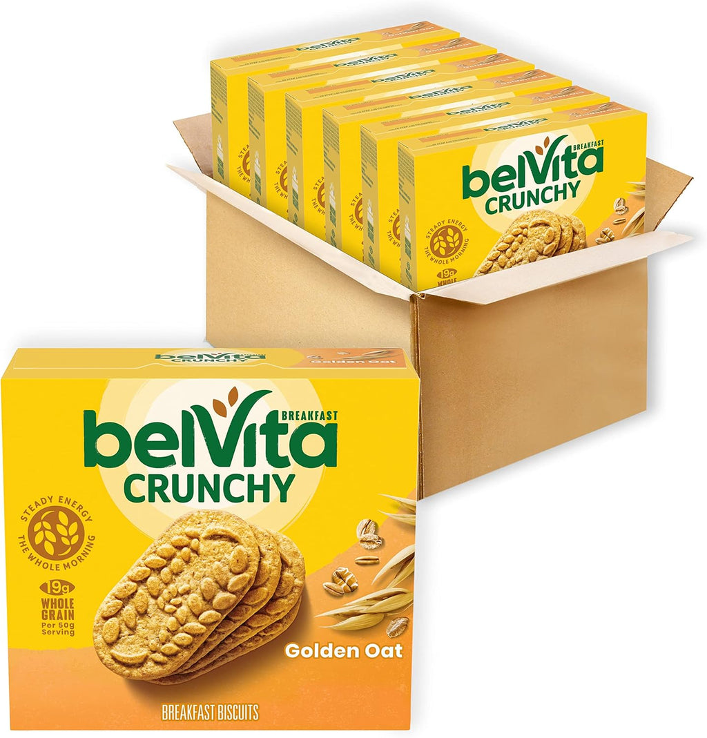 belVita Breakfast Bars Biscuits, Golden Oat, 30 Total Packs, 6 Boxes (4 Biscuits Per Pack)